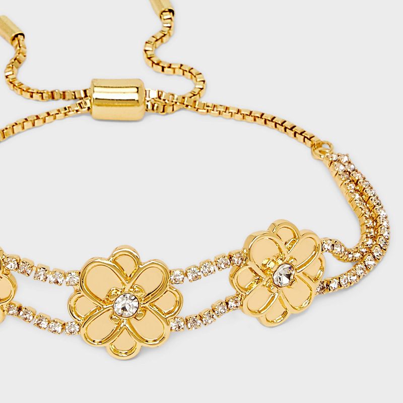 SUGARFIX by BaubleBar Pave Flower Chain Bracelet - Gold, 4 of 5