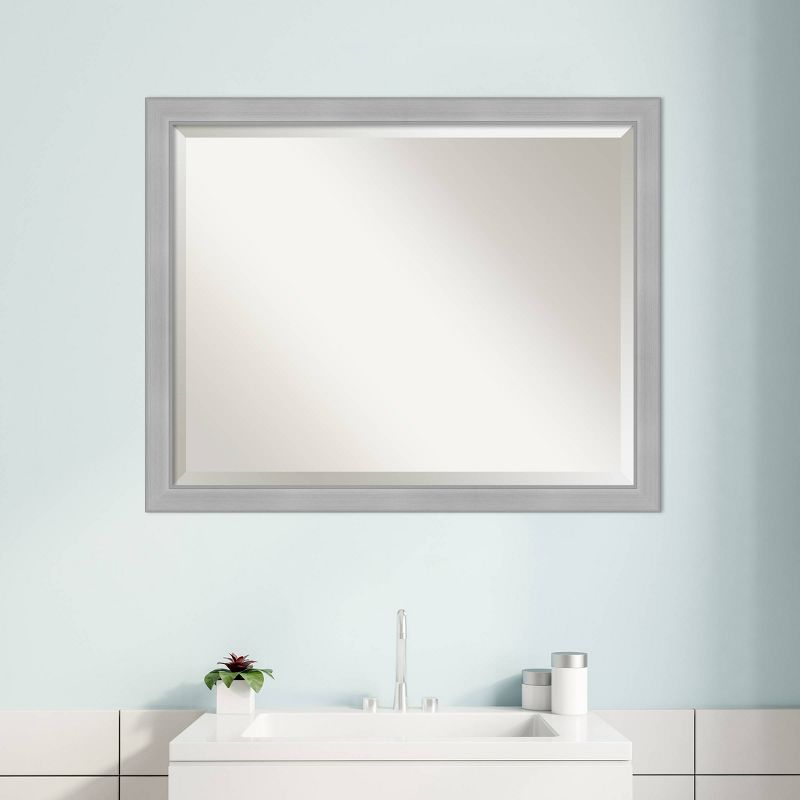 Vista Brushed Framed Bathroom Vanity Wall Mirror Nickel - Amanti Art, 6 of 9