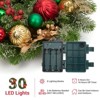 16" Christmas Wreath with 30 LED Battery-Operated Lights, Snow Flocked Holiday Wreath with Red Green Gold Ornaments for Front Door & Fireplace - 3 of 4