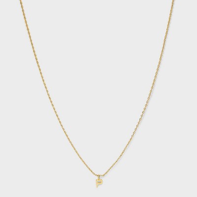14K Gold Plated Small Polished Initial Pendant Necklace - A New Day™ Gold