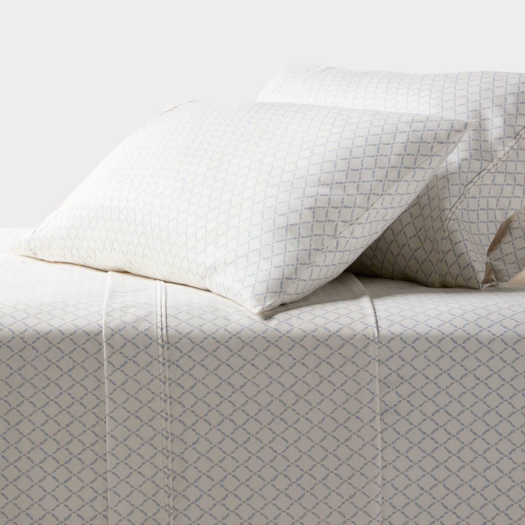 Queen 400 Thread Count Performance Sheet Set Blue Latticed Hem - Threshold™