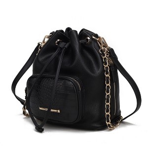 MKF Collection Azalea Women's vegan leather Bucket shoulder Bag by Mia K - Black - 1 of 4