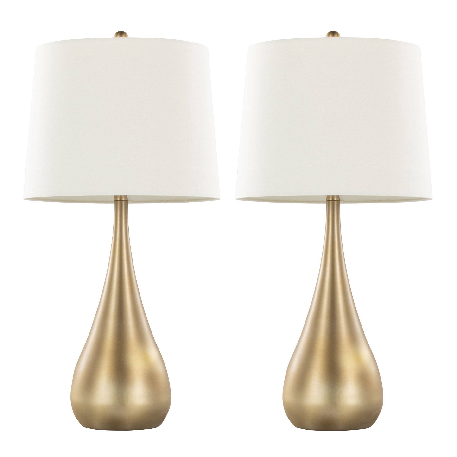 LumiSource Set of 2 Pebble 29" Contemporary Metal Table Lamps Gold Metal with White Linen Shade from Grandview Gallery : UL Listed,
