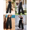 Ekouaer Sleeveless Womens Jumpsuits Ribbed Adjustable Spaghetti Strap Loose Long Pants Romper Jumpsuit - 4 of 4