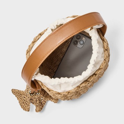 Universal Thread Straw Drawstring Bucket Handbag - Universal Thread™ Natural — фото 4
