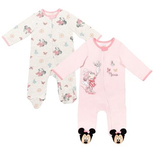 Disney Minnie Mouse Princess Classics Lion King Dumbo Belle Baby Girls 2 Pack Zip Up Sleep N' Plays Newborn to Infant - 1 of 4