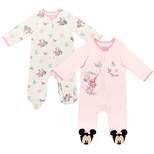 Disney Minnie Mouse Baby Girls 2 Pack Zip Up Sleep N' Play Coveralls Newborn to Infant 