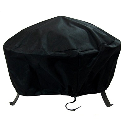 Sunnydaze Outdoor Heavy-Duty Weather-Resistant Vinyl PVC Round Fire Pit Cover with Drawstring Closure - 48" - Black