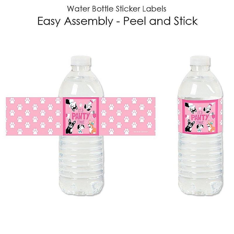 Big Dot of Happiness Pawty Like a Puppy Girl - Pink Dog Baby Shower or Birthday Party Water Bottle Sticker Labels - Set of 20, 2 of 6