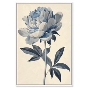 Art Remedy Delicate Blue Flower Minimalistic Botanical and Floral Art Prints Framed - 1 of 4