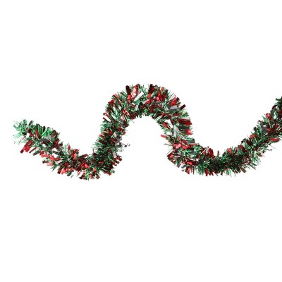 Northlight 12' x 4" Unlit Shiny Red/Green Tinsel Christmas Garland