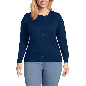 Lands' End Women's Fine Gauge Cotton Cardigan Sweater - 1 of 4