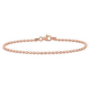 EVERLY JEWELRY | Rose Plated Sterling Silver Black Plated 1.9mm Oval Diamond Cut Beaded Bracelet, 7.5 inc - 1 of 4