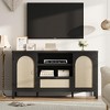 Rattan Sideboard Buffet Cabinet with Drawer & Open Shelves, Boho Farmhouse Coffee Bar for Kitchen, Dining or Living Room - 4 of 4
