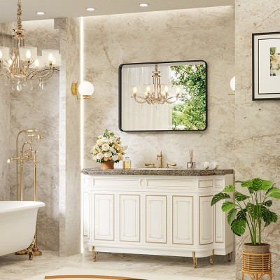 SEVOBAL Decorative Wall Mirrors Bathroom Contemporary Design Wall Mirror  Long Lasting Durable For Vanity Living Room, Black, 39.3"*1.3"*29.5"