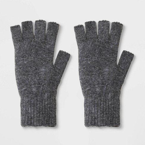 Men S Solid Knit Fingerless Gloves Goodfellow Co Gray