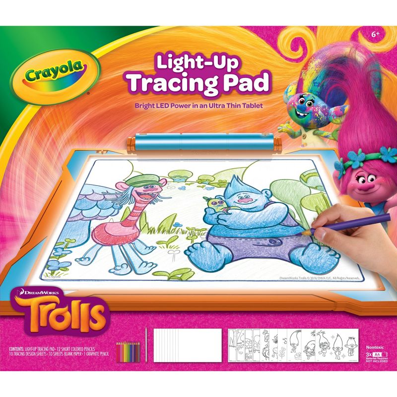 Crayola Trolls World Tour Light-Up Tracing Pad with 12 Colored Pencils, 1 of 5