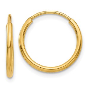 Black Bow Jewelry 1.25mm, 14k Yellow Gold Endless Hoop Earrings, 13mm (1/2 Inch) - 1 of 4