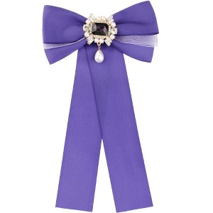 Elerevyo Women's Brooch Bowknot Costume Bow Tie with Beads - 1 of 4
