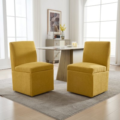 APRILSOUL 33.86“360 Degree Swivel Upholstered Dining Chairs Set of 2 Swivel Dining Room Chairs Kitchen Chairs Caster