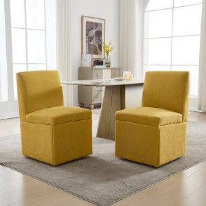 APRILSOUL 33.86“360 Degree Swivel Upholstered Dining Chairs Set of 2 Swivel Dining Room Chairs Kitchen Chairs Caster - 1 of 4