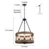 LNC Laius 18-in Drum Chandelier,  5-Light Matte Black and Brown Wood, Modern Farmhouse - 3 of 4