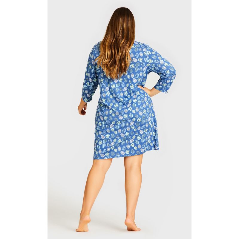 Women's Plus Size  Print 3/4 Sleeve Sleep Shirt - blue egg | AVENUE, 2 of 4