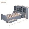 Twin Size Wood Platformbed with Vertical All-in-One Cabinet and 4 Drawers on each side White - 2 of 4