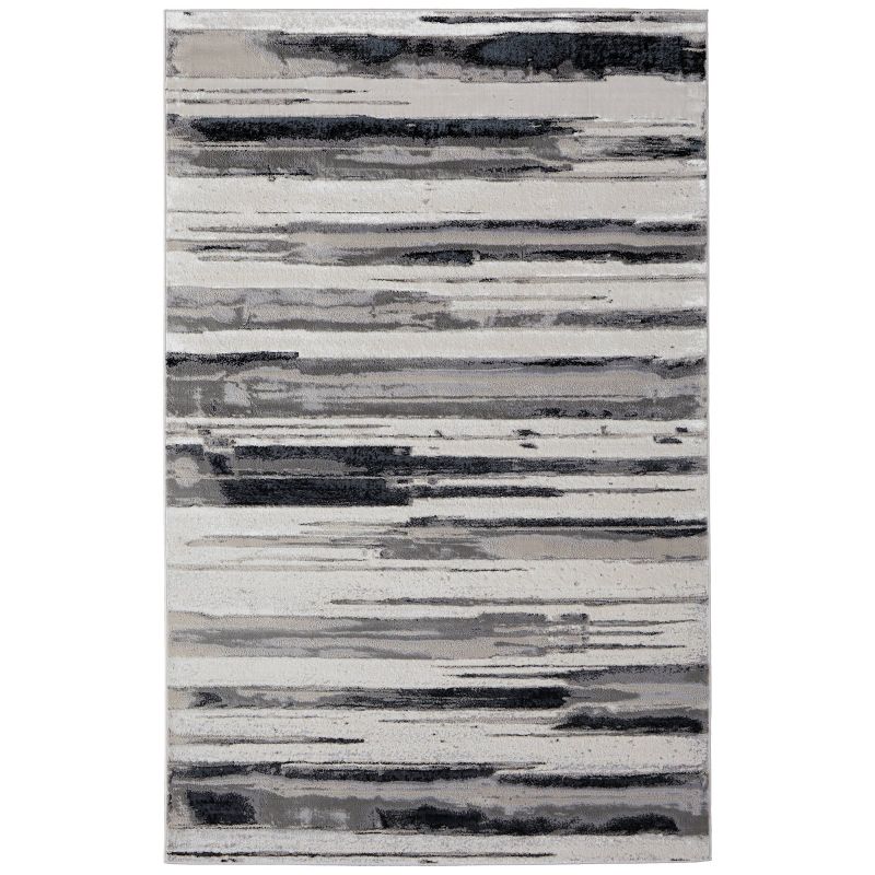 Micah Modern Abstract Silver/Gray/Black Area Rug, 1 of 8