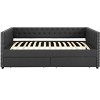 Daybed Frame with 2 Storage Drawers,W/Button & Nailhead Tufted Design,Wood Slats Support,Linen Fabric Bedframe for Living Room Bedroom Apartment - 3 of 4
