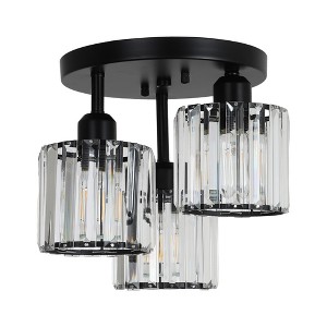 DAKAFUL Clear Crystal Semi Flush Mount Ceiling Light - 3-Light Fixture For Kitchen, Foyer, Hallway, Bedroom, And Bathroom - 1 of 4