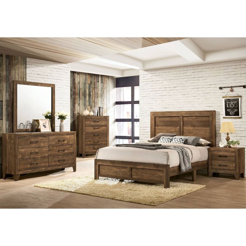 Quail Wood Grain Finish Panel Bed Rustic Light Walnut - HOMES: Inside + Out, 4 of 6