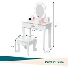 Kids Vanity Set, Pretend Play Girls Vanity Table and Chair Set with Lighted Mirror, Stool, and Wood Makeup Playset - 3 of 4