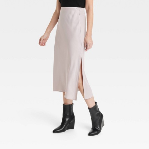 Women's Midi A-Line Slip Skirt - A New Day™ Mauve XL