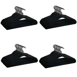 Racxily (120 PACK) Non-Slip Velvet Adult Clothing Hangers, 30 Pack, Black, Space Saving - 1 of 4
