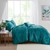 Gulches King Cal King Teal 4 Piece Velvet Comforter Set with Throw Pillow - 4 of 4
