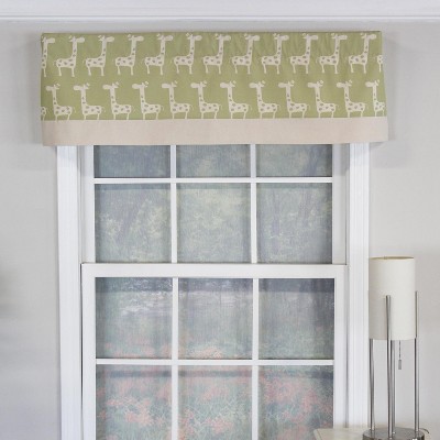 Giraffe Pattern Green and Beige Cotton Window Valance