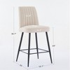 SKRAN Contemporary Velvet Upholstered Counter Height Barstool  Set of 2 With Backs and Metal Legs for Dining Room, Cafe - 3 of 4