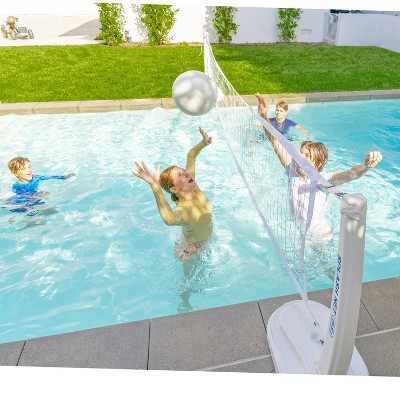 White Durable Pool Volleyball Net Set with Water Volleyballs and Pump