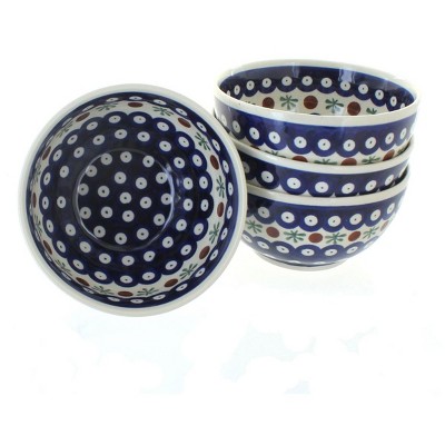 Blue Rose Polish Pottery 971-4 Zaklady 4 Piece Dessert Bowl Set