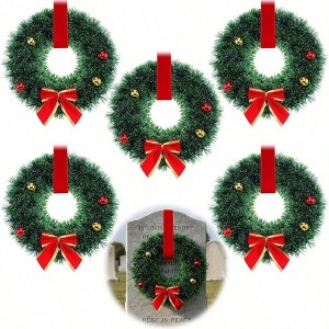 6 Pcs Tinsel Wreaths with Balls Outdoor Cemetery Tinsel Wreath with Bows Ribbon Xmas Holiday Indoor Outdoor Cemetery - 1 of 4