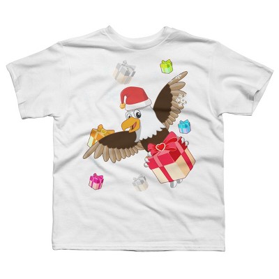 Boy's Design By Humans Santa American Bald Eagle Christmas T-Shirt By thebeardstudio T-Shirt