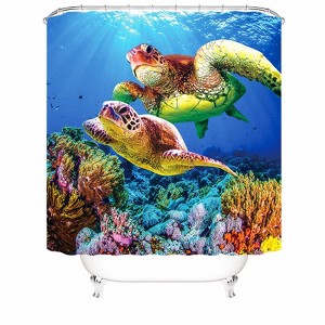 Two Deep Sea Turtles Shower Curtains for Bathroom Waterproof Fabric Bath Curtain Durable Soft Stylish Bathroom Decor 72x72 Inch - 1 of 1