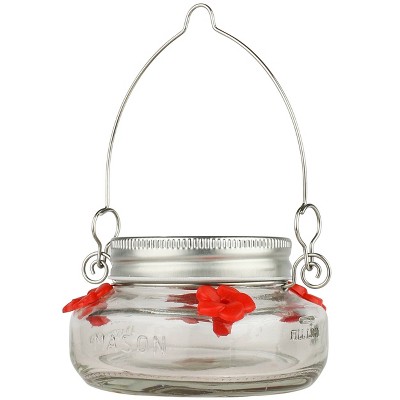 Nature&#39;s Way Bird Products 6oz Mason Jar Hummingbird Glass Feeder 2.5&#34;