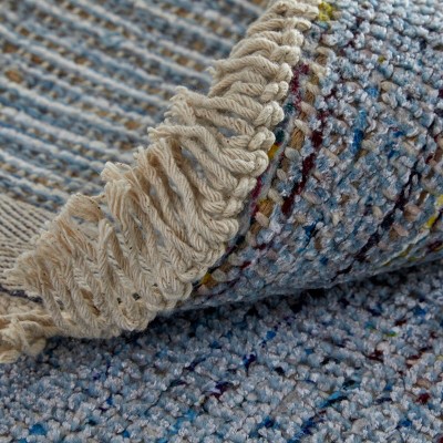 Handmade Tufted Wool-Viscose Blend Blue Rectangular Area Rug