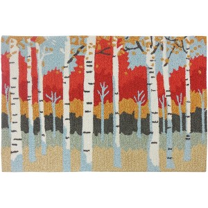 Homefires Blazing Birch Doormat, 22" x 34" – Hand-Hooked Polyester Rug with Autumn Birch Tree Design - 1 of 3