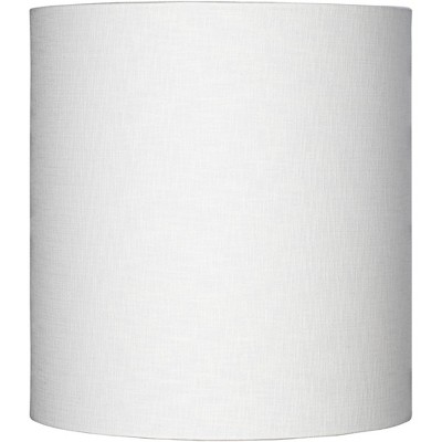 Brentwood White Tall Linen Medium Drum Lamp Shade 14" Top x 14" Bottom x 15" High (Spider) Replacement with Harp and Finial