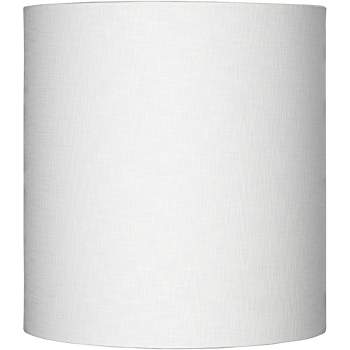Springcrest White Tall Linen Medium Drum Lamp Shade 14" Top x 14" Bottom x 15" High (Spider) Replacement with Harp and Finial