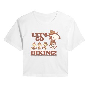 Women's - Peanuts - Lets Go Hiking Cropped Graphic T-Shirt - 1 of 4