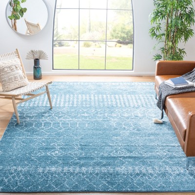 Reversible Turquoise/Blue Synthetic 8' x 10' Hand-knotted Area Rug